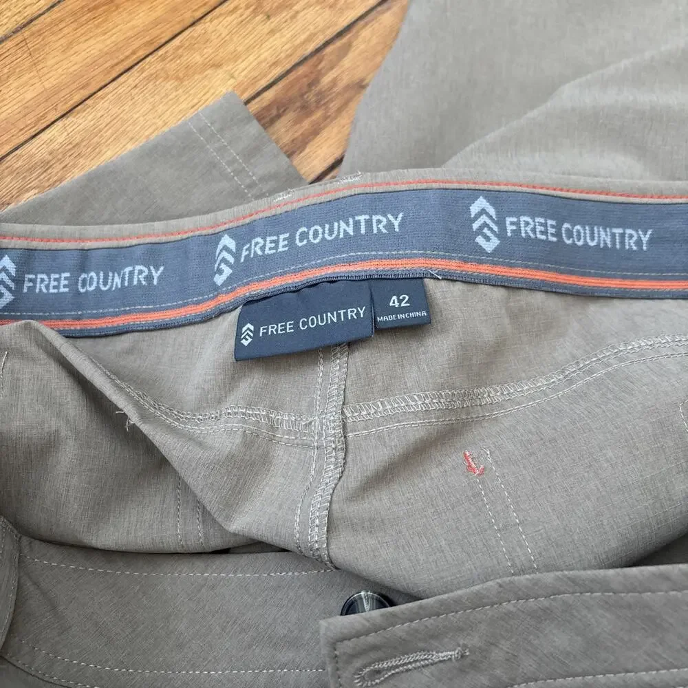 Free Country Mens‎ 42 Gorpcore Tan Khaki Taconic Rip Stop Cargo Hiking Shorts